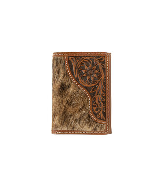 Nocona TRIFOLD CALF HAIR TOOLED WALLET