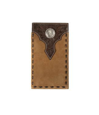 Nocona RODEO FLORAL OVERLAY ROUGHOUT WALLET