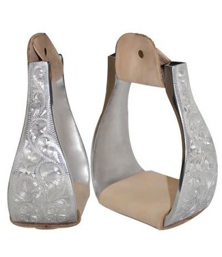 Showman POLISHED ALUMINUM BELL ENGRAVED STIRRUPS