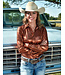 C02-100663 COWGIRL TUFF PULLOVER BUTTON UP RUST SHIMMER