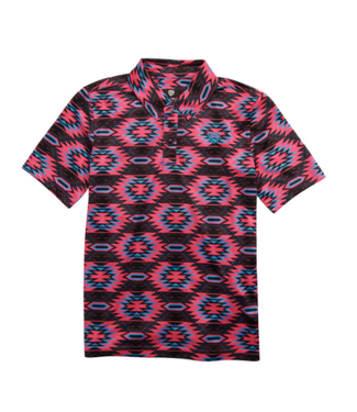 Rock & Roll HOT PINK AZTEC PRINTED POLO
