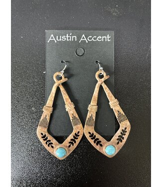 Austin Accent DIAMOND SHAPE W/TURQUOISE STONE EARRINGS
