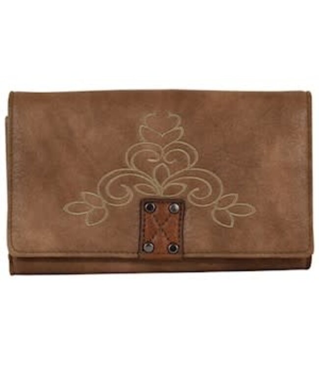 WALLET LT BROWN W/EMBROIDERY