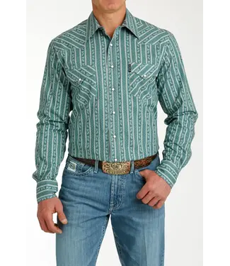 Cinch MTW1303076 CINCH MEN'S MODERN FIT GREEN CAMP LONG SLEEVE SNAP SHIRT