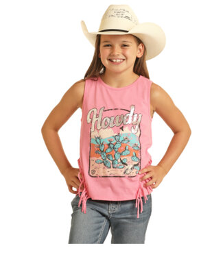 Rock & Roll HOWDY TANK WITH FRINGE- PINK