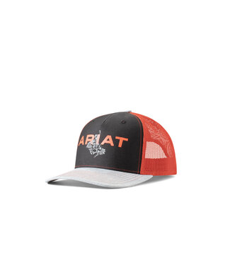 Ariat BLACK & RED BUCKING BRONC LOGO CAP