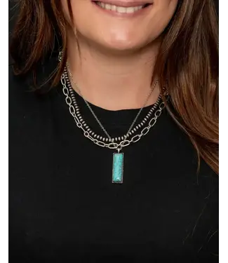 West&Co LAYERED NECKLACE WITH TURQUOISE BAR PENDANT