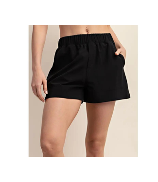 RAE MODE CRINKLE WOVEN SHORTS- BLACK