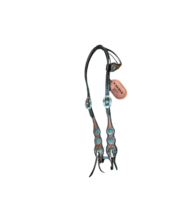 CODY PRO PONY 1 EAR BASKET STAMP W/ TURQUOISE CONCHO