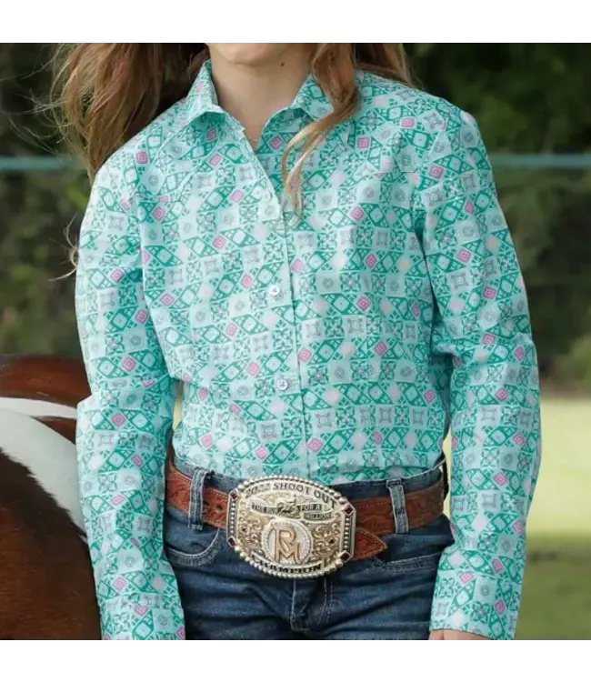 TEAL/PURPLE BUTTON UP SHIRT