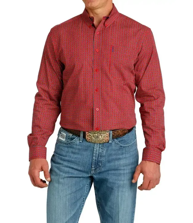 MODERN FIT RED BUTTON DOWN SHIRT