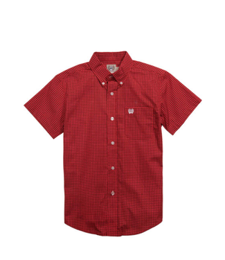 Cinch RED & BLACK GEO PRINT S/S BUTTON DOWN SHIRT