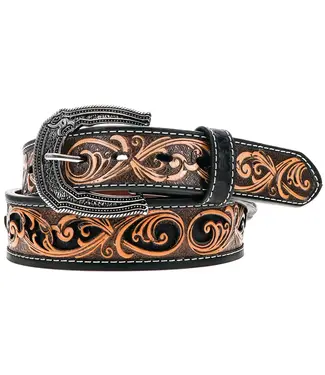 Hooey "CHEATAM" BROWN/BLACK HAND TOOLED ROUGHY BELT