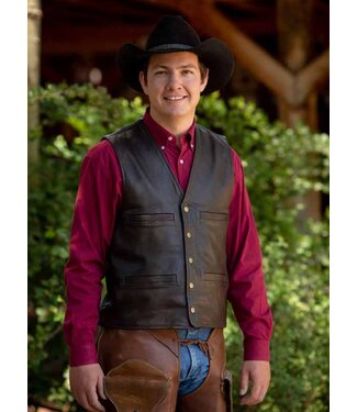 WYOMING TRADERS BIGHORN LEATHER VEST- DARK ANTIQUE