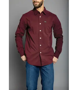 Kimes Ranch LINVILLE LONG SLEEVE SOLID DRESS SHIRT- DARK RED