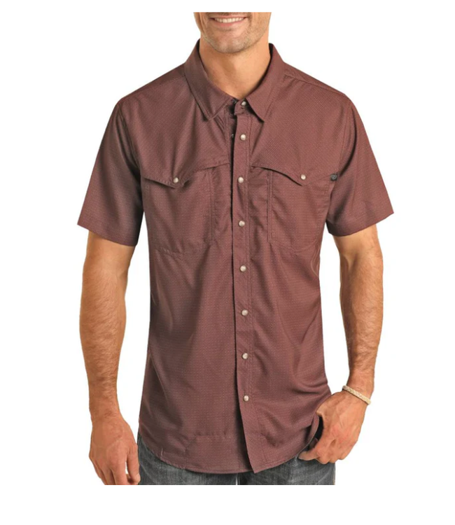 TEK BURGUNDY S/S SNAP SHIRT