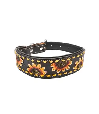 RESISTANCE RESISTANCE LEATHER DOG COLLAR- SUNFLOWER