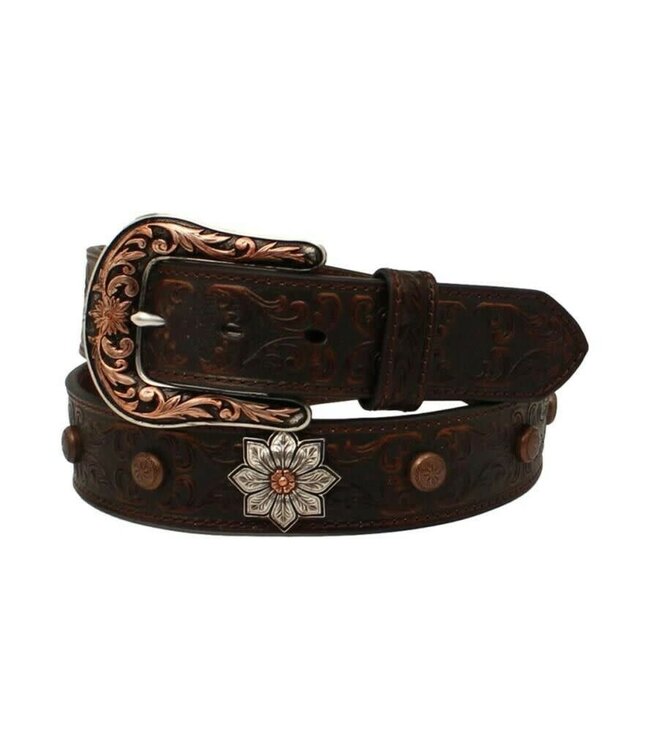 FLORAL EMBOSSED FLOWER CONCHO BELT