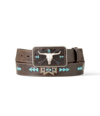 Ariat COW SKULL DARK BROWN BELT