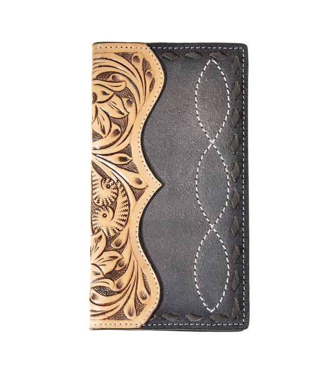 RODEO WALLET ROUGHOUT LEATHER BUCK LACED FLORAL