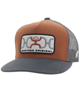 Hooey YOUTH "LOOP" HAT ORANGE/GREY W/GREY & WHITE RECTANGLE PATCH