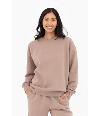 MONO B OVERSIZED FLEECE SWEATSHIRT- TOAST