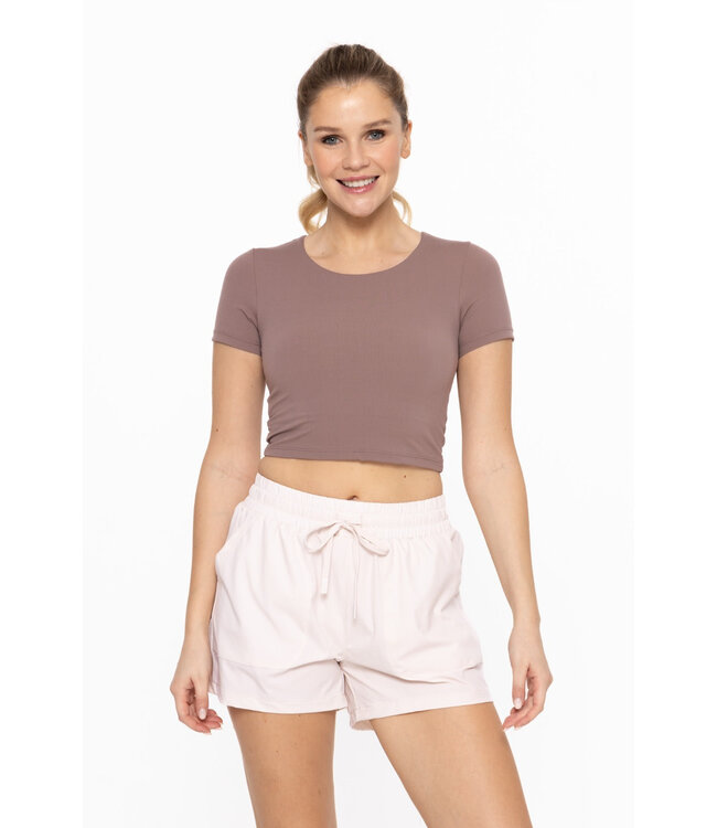 GRAPHENE-BLEND CROPPED TEE- DEEP TAUPE