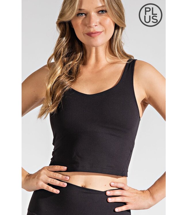 PLUS SIZE V-NECK YOGA TOP WITH PADDING