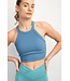 NYLON RIB CROPPED HALTER TANK TOP