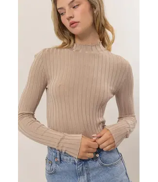 HYFVE MOCKED NECK RIBBED KNIT CROPPED TOP