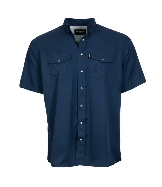 "SOL" NAVY SHORT SLEEVE PEARL SNAP SHIRT