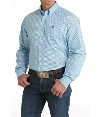 Cinch STRETCH LIGHT BLUE PRINT BUTTON DOWN SHIRT