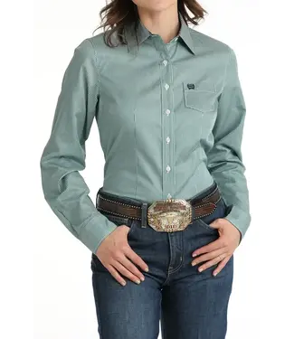 Cinch TENCEL TEAL STRIPE BUTTON DOWN SHIRT