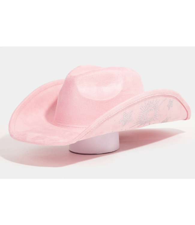 RHINESTONE MOON AND STAR EMBROIDERED COWBOY HAT