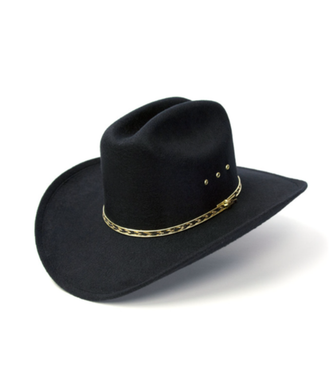 BLACK FELT FINISH WESTERN CATTLEMAN HAT