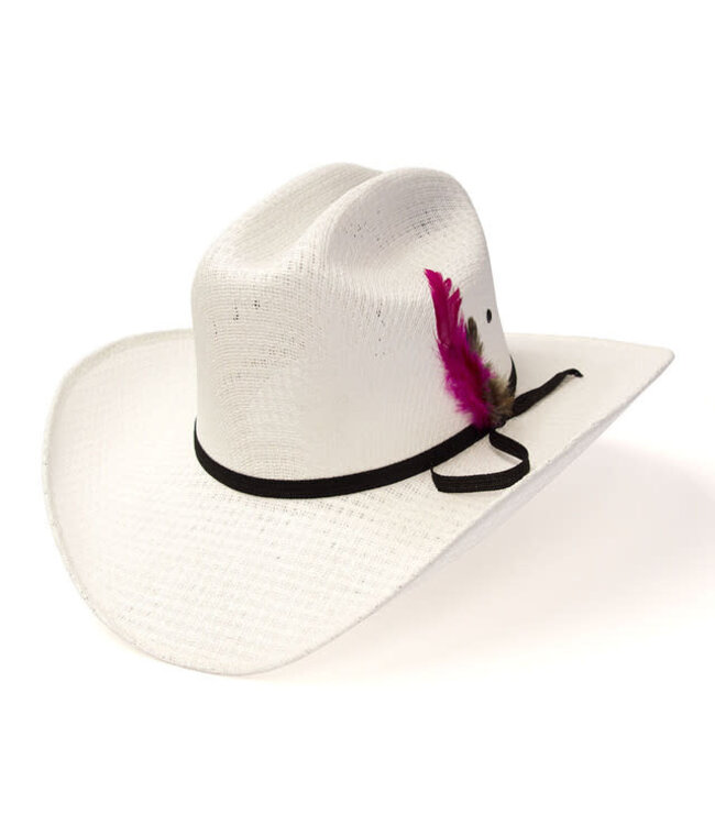 WHITE STRAW WESTERN CATTLEMAN HAT