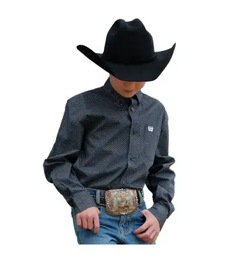 Cinch NAVY MICRO DOT PRINT LONG SLEEVE BUTTON DOWN SHIRT