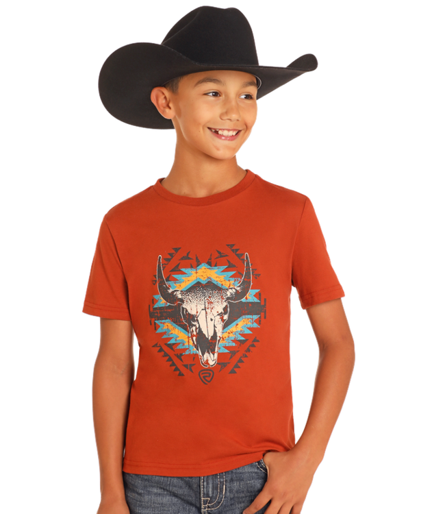 COW SKULL GRAPHIC TEE- RUST