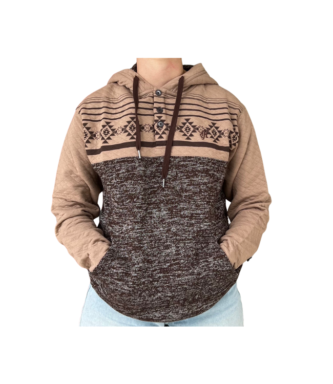 "JIMMY" BROWN AND TAN AZTEC HOODY