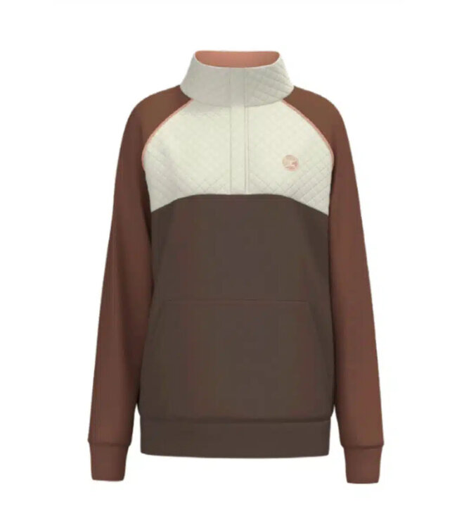 PINK/CREAM KANGAROO POCKET PULLOVER