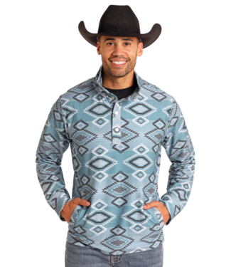 Rock & Roll AZTEC HENLEY BUTTON PULLOVER