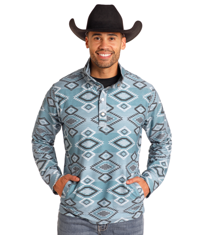 AZTEC HENLEY BUTTON PULLOVER