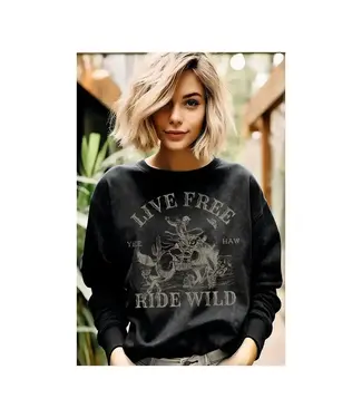 HRT & LUV LIVE FREE RIDE MINERAL GRAPHIC SWEATSHIRT