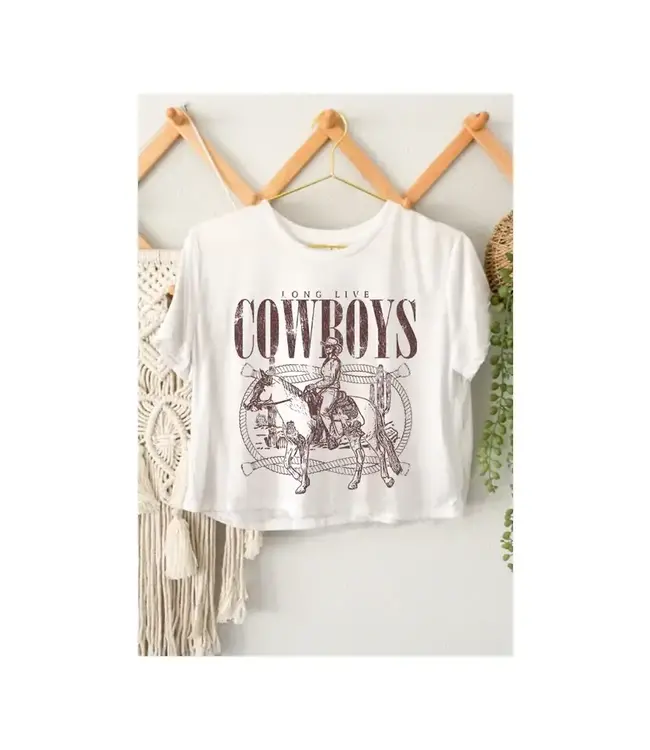 LONG LIVE COWBOYS GRAPHIC CROP TOP