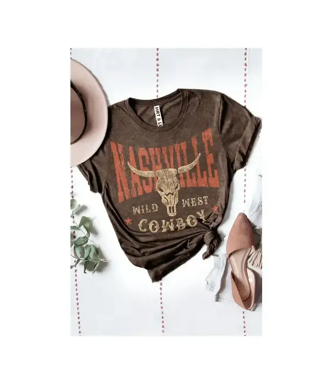 NASHVILLE WILD WEST COWBOY GRAPHIC TEE