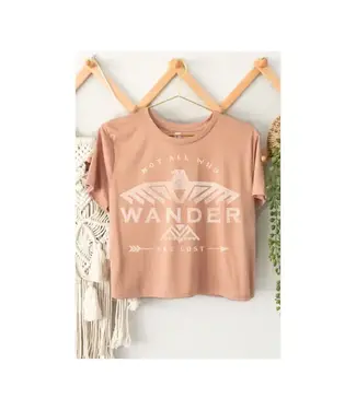 HRT & LUV WANDER ARE LOST GRAPHIC CROP TEE