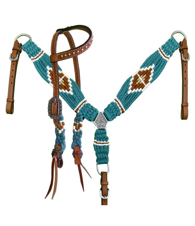 PONY CORDED ONE EAR HEADSTALL & BREAST COLLAR SET