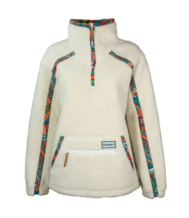 SHERPA PULLOVER CREAM W/MULTI COLOR AZTEC