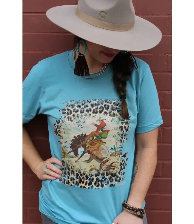 LEOPARD BRONC GRAPHIC TEE