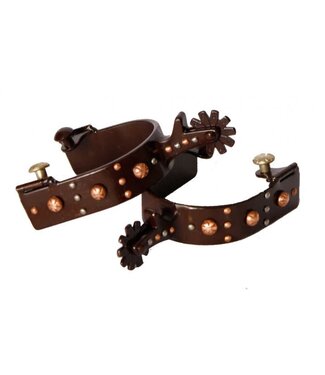 Showman BROWN STEEL SPUR WITH ENGRAVED SOPPER STUDS & SILVER STUDS